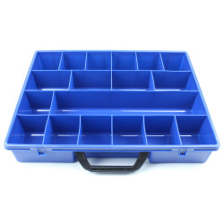 Sortierkasten unI 4 blau mit 18 festen Facheinteilungen 365x290x65mm