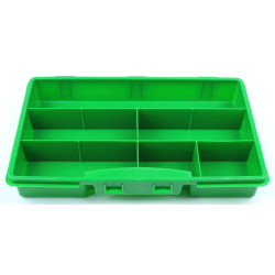 Sortierkasten unI 2 grün mit 6 festen Facheinteilungen 275x180x41mm