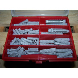 129tlg Sortimentbox unI 1 rot fischer SX-Dübel mit Rand 40x5, 50x6, 30x8 5x10, 4x12