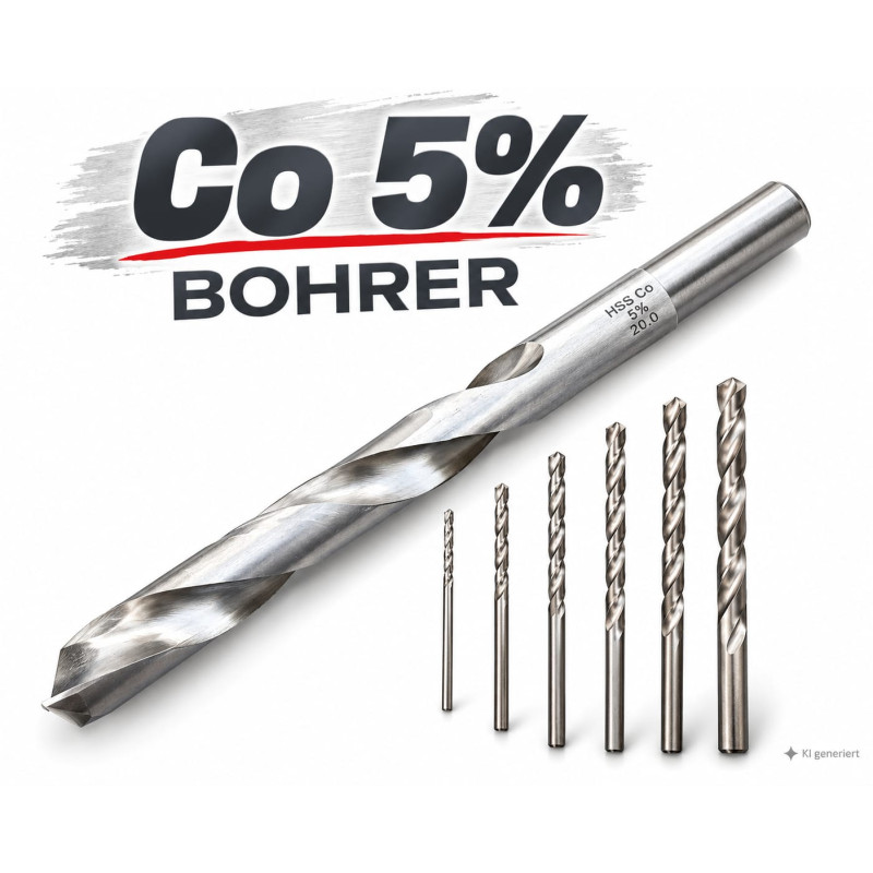 Spiralbohrer DIN 338-E Co.5 für Edelstahl und gehärtete Stähle bis 1100N/mm² lose verpackt
