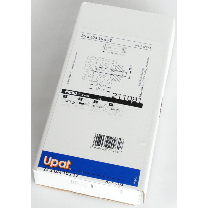 25 Stück Upat Messingdübel UM 10x32