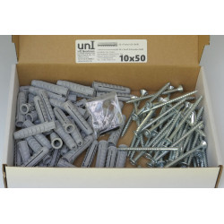 100 tlg 10x50 Fischer SX-Dübel / Schrauben /Bit Sortiment im Karton