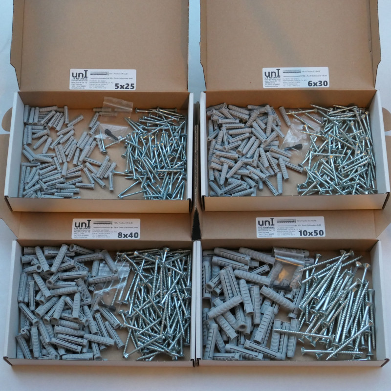 704 tlg. Schrauben-Dübel-Bit Sortiment "Fischer SX Dübel"