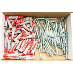 100 tlg 10x50 Fischer Duopower-Dübel / Schrauben /Bit Sortiment im Karton