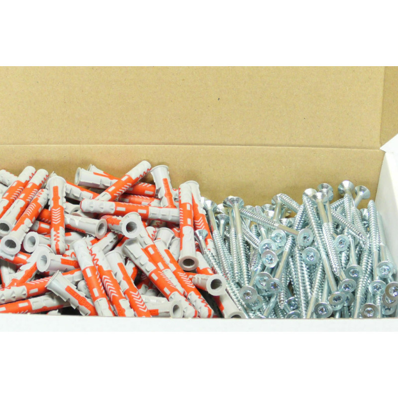 200 tlg lange 8x65 Fischer Duopower-Dübel / Schrauben /Bit Sortiment im Karton