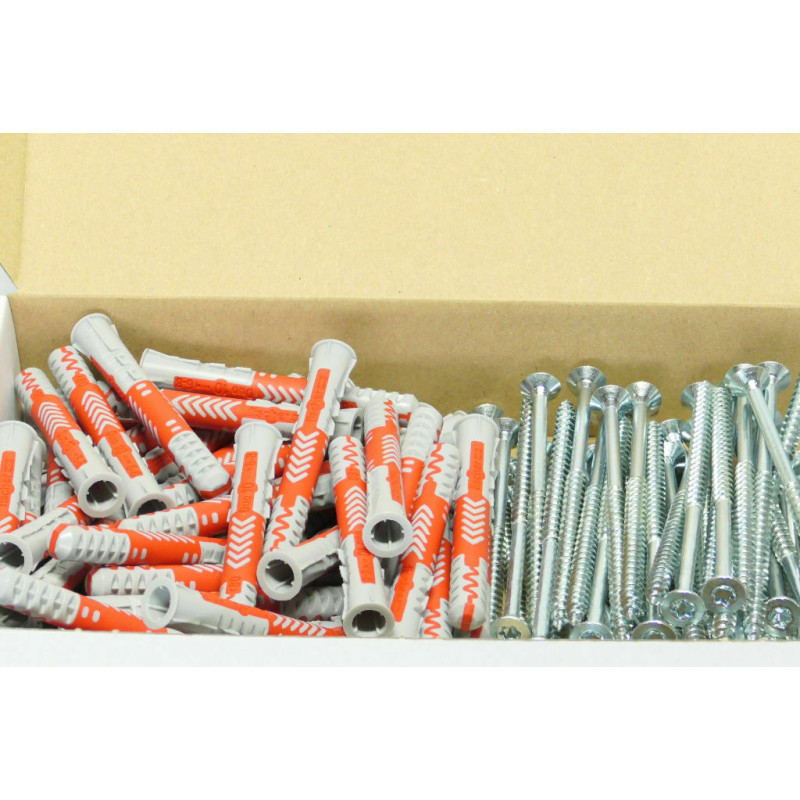 100 tlg lange 10x80 Fischer Duopower-Dübel / Schrauben /Bit Sortiment im Karton