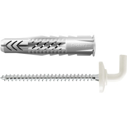 25 x fischer Universaldübel UX 8 x 50 WH N mit Rand und Winkelhaken nylonbeschichtet