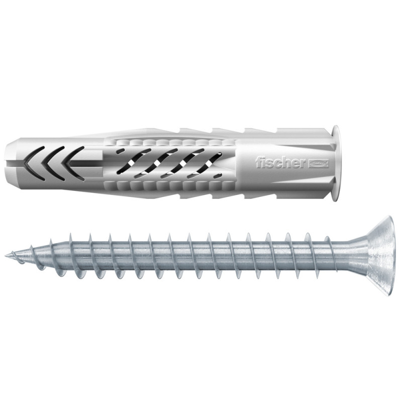 25 x fischer Universaldübel UX 6 x 50 R S/20 mit Rand und Schraube