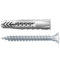 10 x fischer Universaldübel UX 10 x 60 R S/20 mit Rand und Schraube