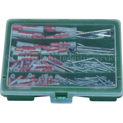 235-tlg Sortimentskasten grün mit Fischer DUOPOWER Dübel 50x  5x25, 40x 6x30, 18x 8x40, 9x 10x50 + Schrauben SK mit Torx Antrieb