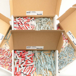 704 tlg Schrauben-Dübel "DuoPower" Sortiment mit Bits in Kartons