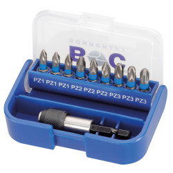 PB10-Pz blau Bits 1/4"//Pz1/2/3+Halter / 10-tlg.